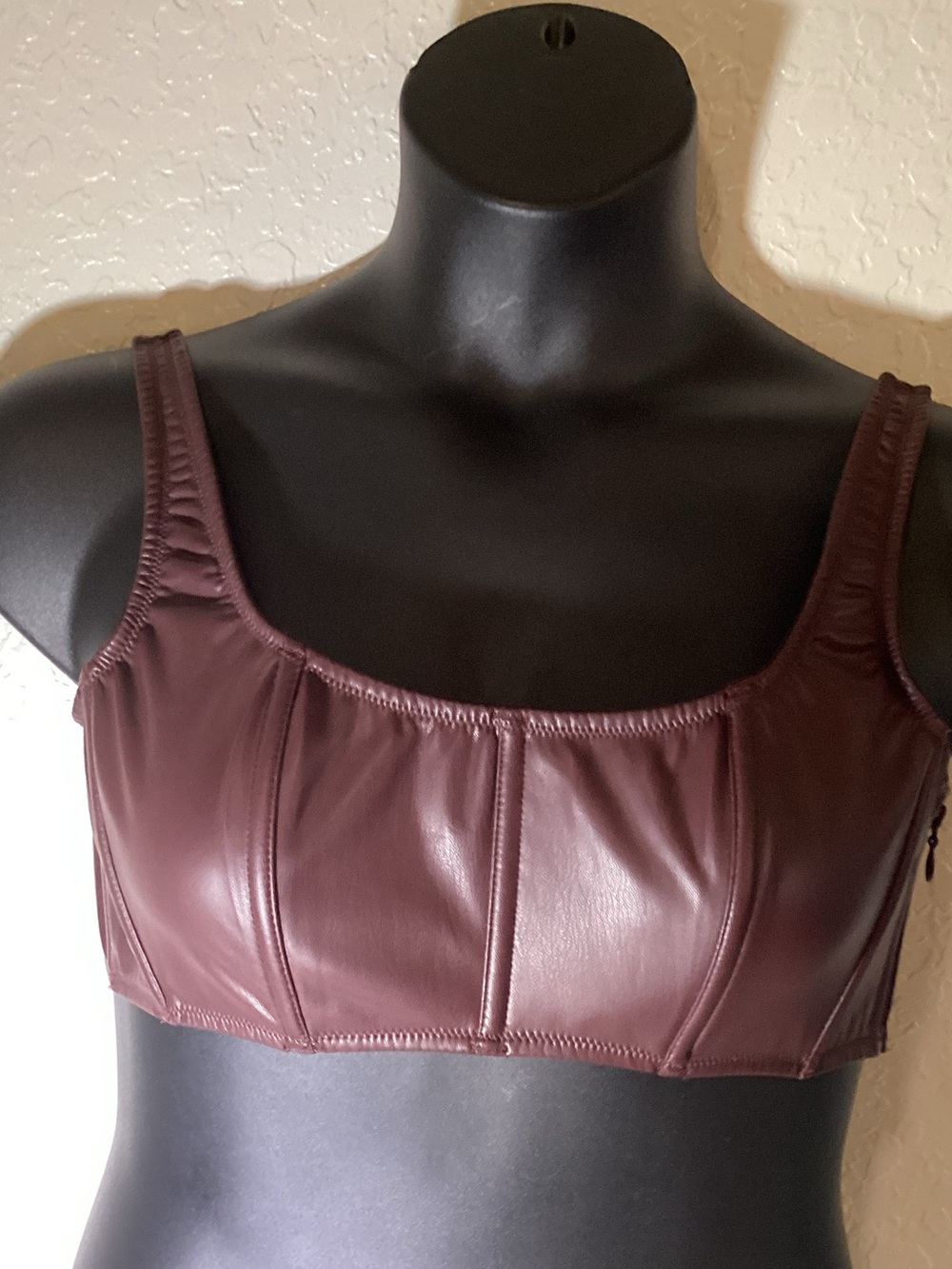 Victoria's Secret Burgundy Faux Leather Crop Top